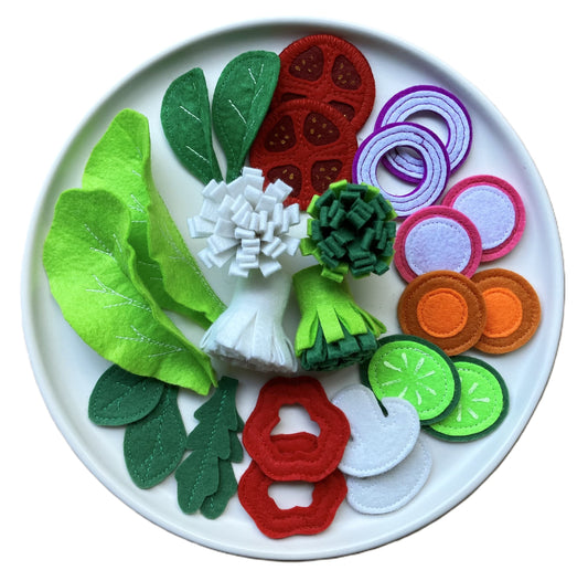 Vegetable Set | Handmade Felt Montessori Kitchen Toy | MorKuzuNY