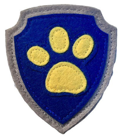 handmade felt paw patrol badges  with  symbols of characters on the badge