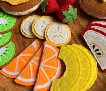 Meyveli Pankek Seti | El Yapımı Keçe Montessori Mutfak Oyuncağı | MorKuzuNY
