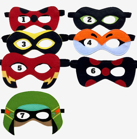 seven handmade felt masks of lady bug and her firends