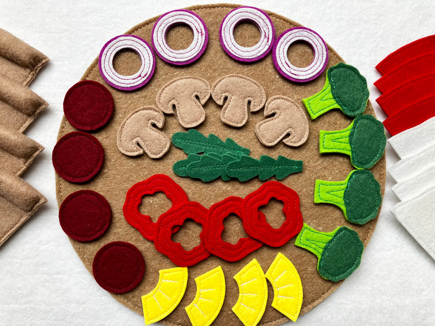 Pizza Spielessen-Set | Handgemachtes Filz-Montessori Spielküchen-Spielzeug | MorKuzuNY