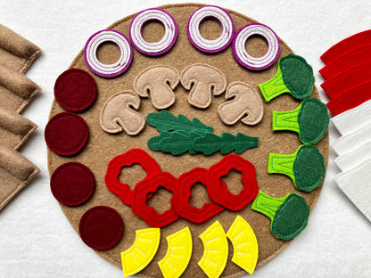 Pizza Spielessen-Set | Handgemachtes Filz-Montessori Spielküchen-Spielzeug | MorKuzuNY