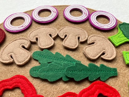 Pizza Spielessen-Set | Handgemachtes Filz-Montessori Spielküchen-Spielzeug | MorKuzuNY