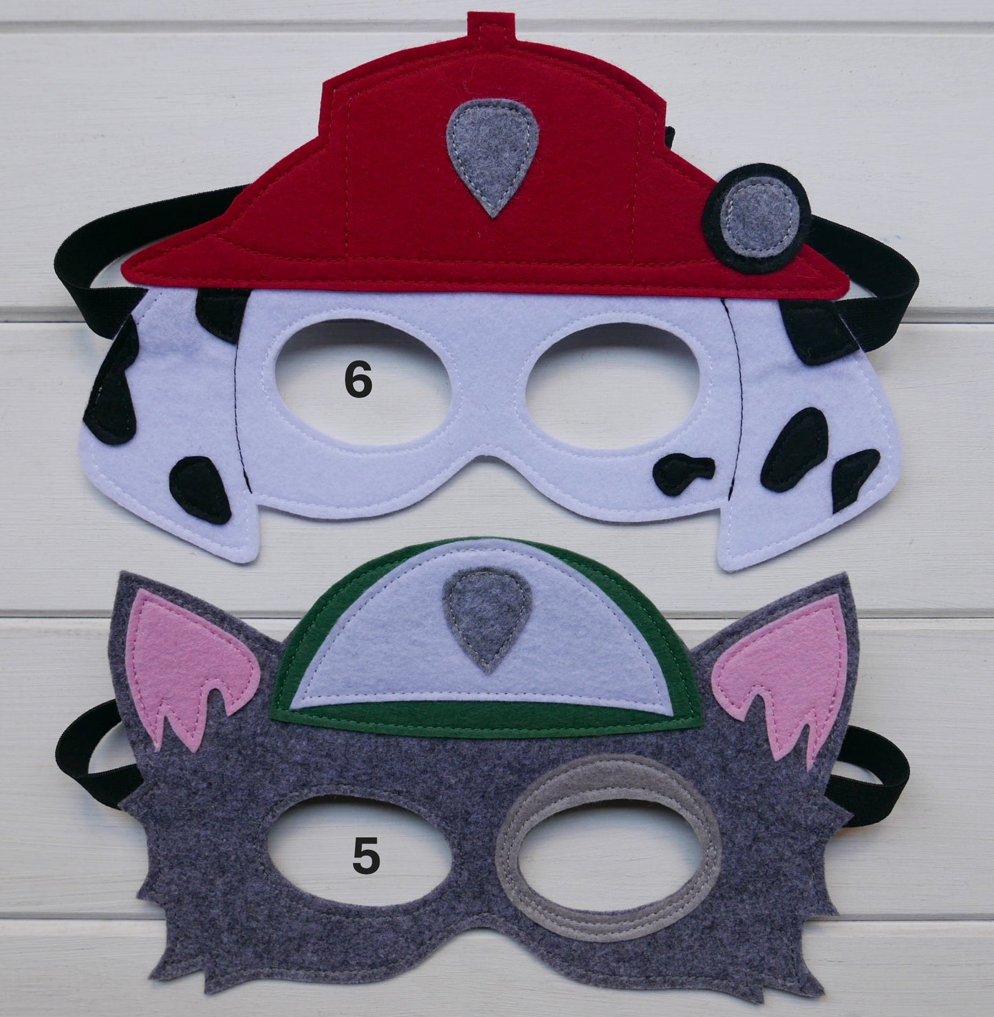 paw patrol inspired handmade felt  mask, representing a character 