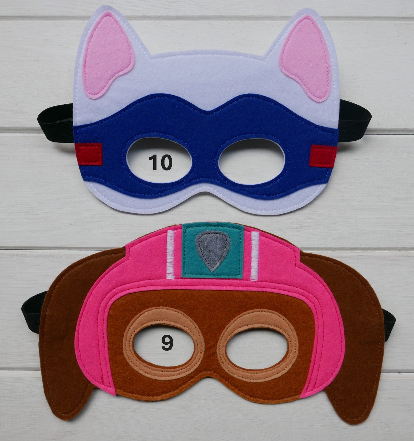 paw patrol inspired handmade felt  mask, representing a character 