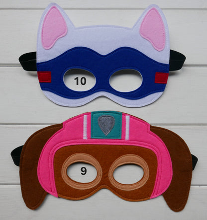 paw patrol inspired handmade felt  mask, representing a character 