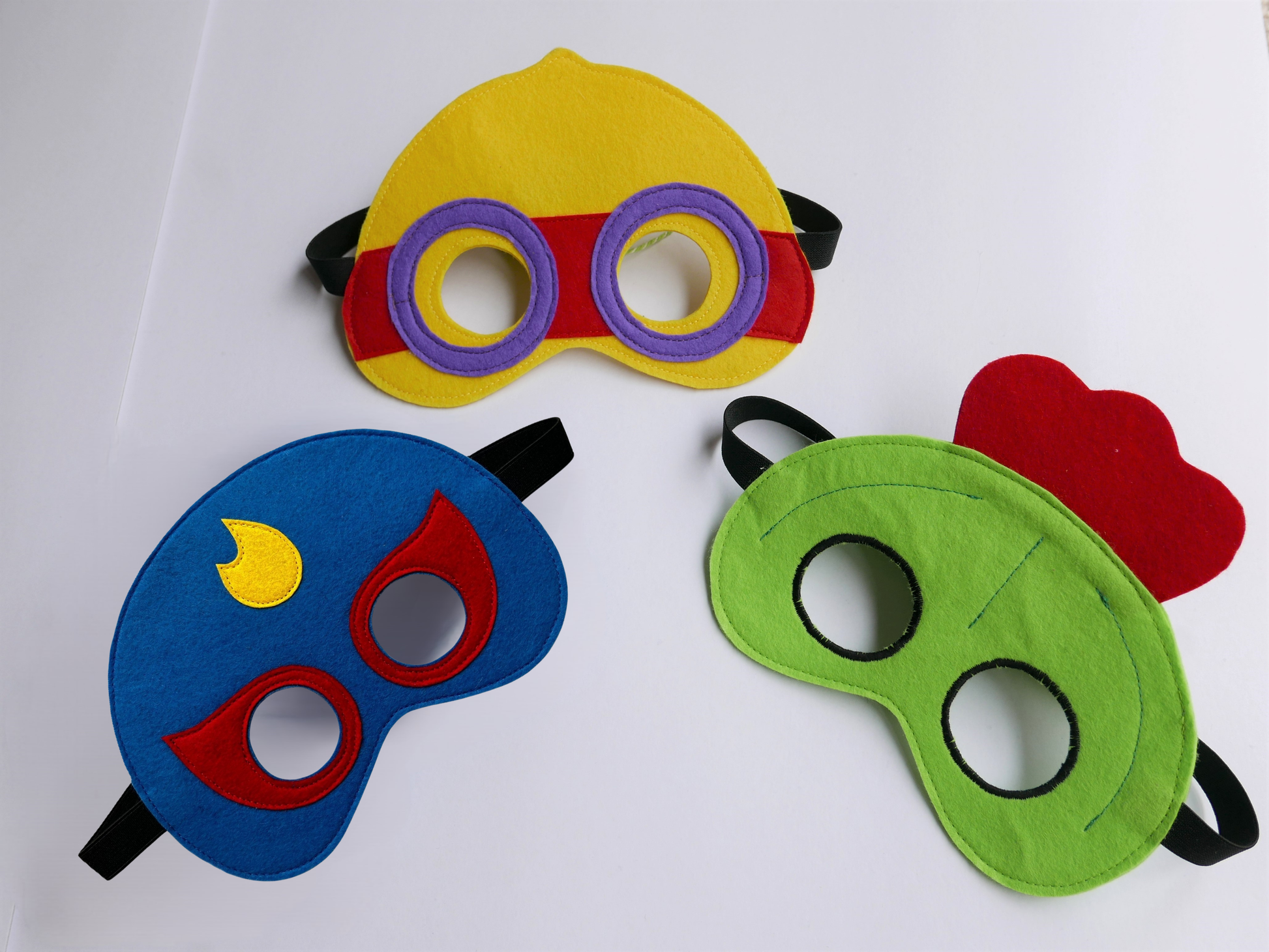 handmade felt masks of 3 characters from brawl stars