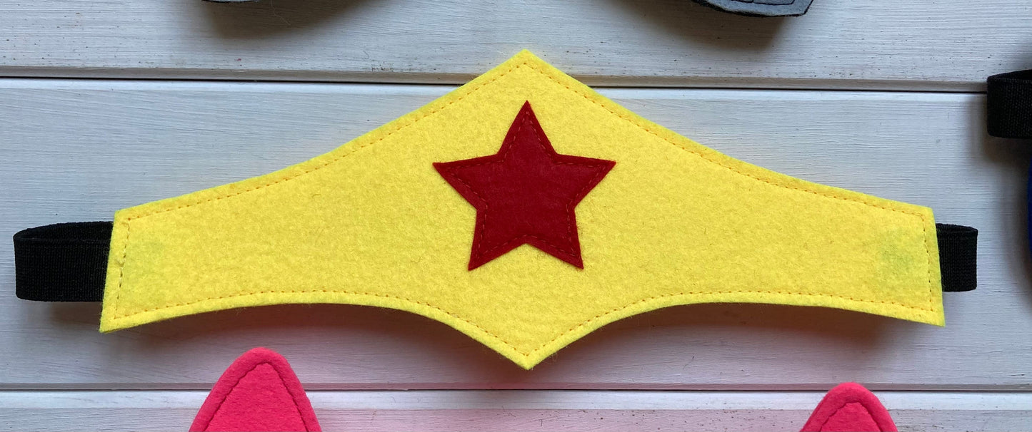 handmade felt wonder woman mask headband