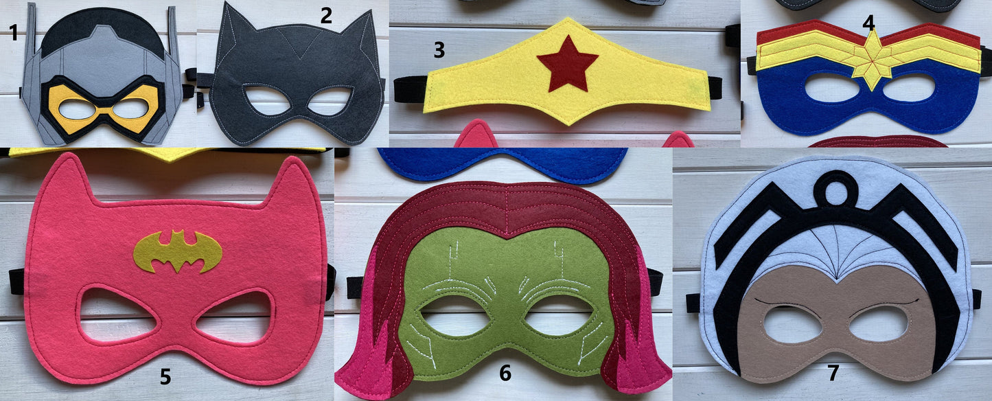 Handgemachte Filz Superheldinnen-Masken: Verstellbar für Kinder & Erwachsene Kostüm