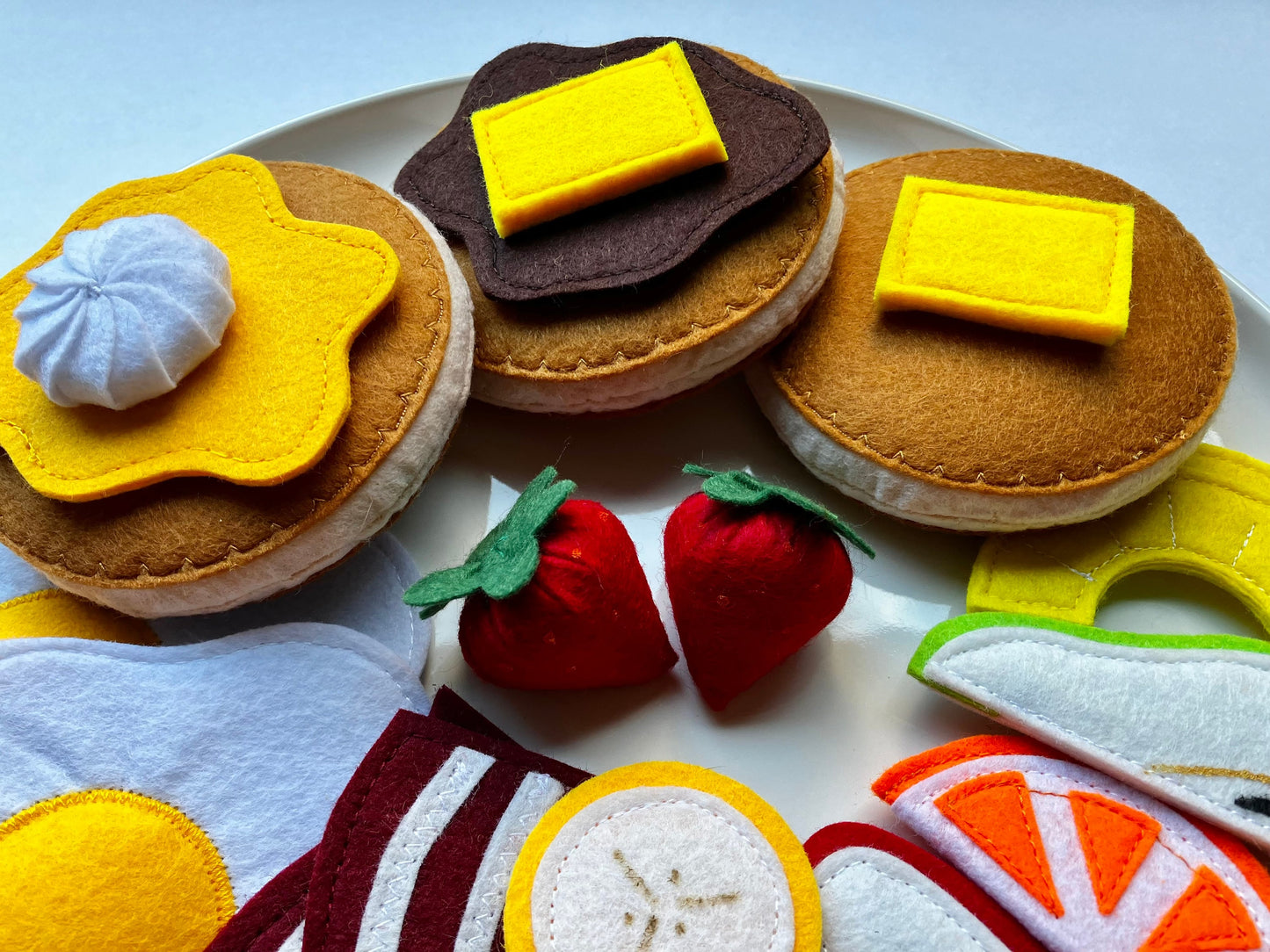 Pfannkuchen-Frühstück-Spielset (Groß): Handgemachtes Montessori-Spielzeug aus Filz