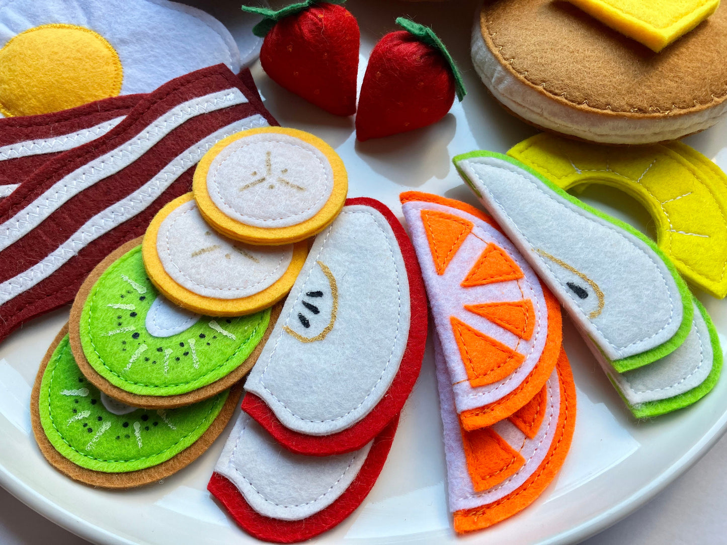 Pfannkuchen-Frühstück-Spielset (Groß): Handgemachtes Montessori-Spielzeug aus Filz