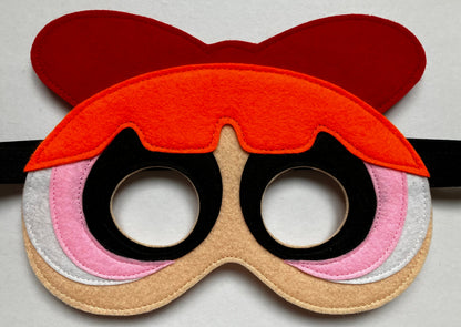 handmade felt masks of a powerpuff girls character