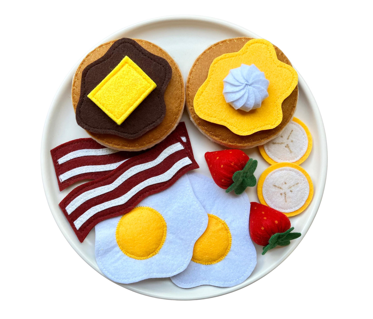 Pfannkuchen-Frühstücks-Spielset: Handgefilztes Montessori Küchenspielzeug