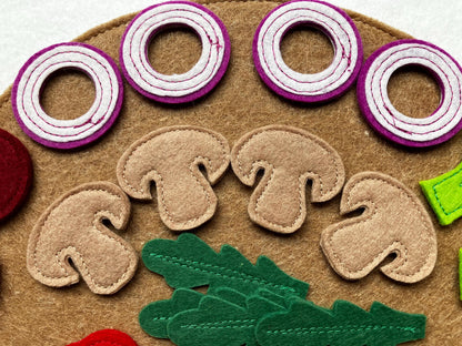 Pizza Spielessen-Set | Handgemachtes Filz-Montessori Spielküchen-Spielzeug | MorKuzuNY
