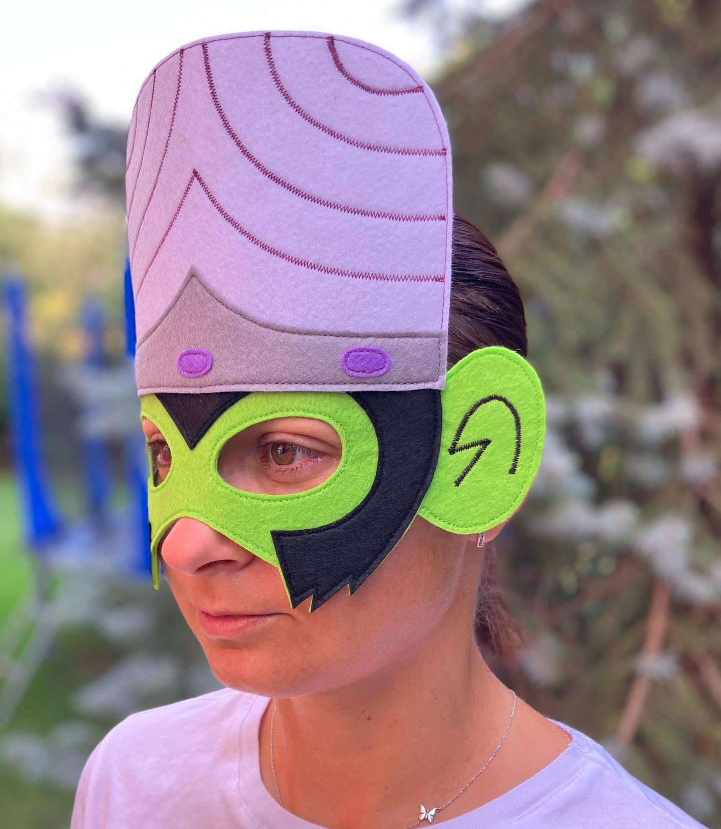 Schimpansen-Mad-Scientist-Filzmaske: Handgemachte Filz-Kostümpartymaske