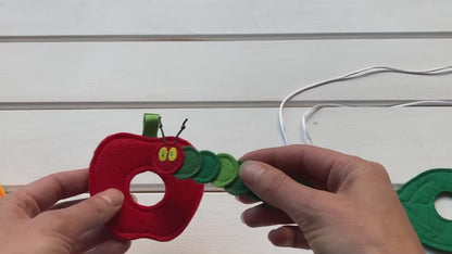 Handmade Felt Very Hungry Caterpillar Toy Set | Montessori Storytelling Game | MorKuzuNY