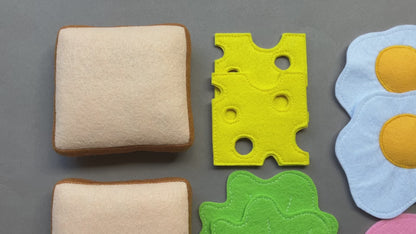 Kahvaltı Seti | El Yapımı Keçe Montessori Mutfak Oyuncak | MorKuzuNY